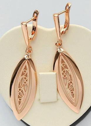 Позолоченные серьги подвески медицинское золото позолоченные серьги подвески медзолото