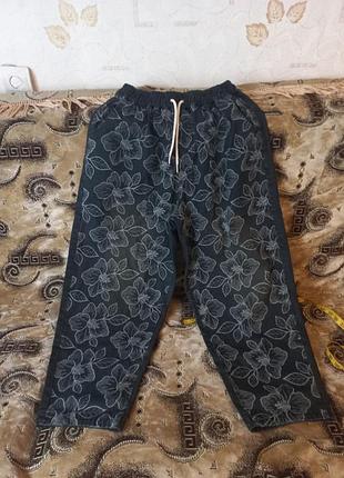 Стильные джинсы момы с трендовыми рыжевыми потертостями, размер л-хл-2хл