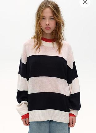 Джемпер светр джемпер в смужку светр, свитер полоска свободного кроя подовжений вільного крою
