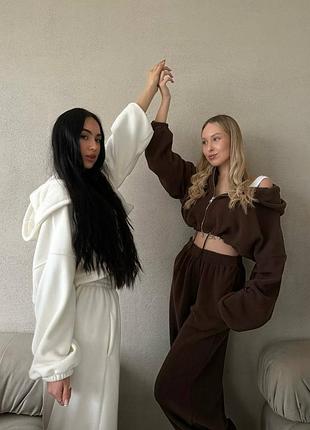 🔥теплый костюм из флиса мод.711 - графит, бордо, черный, молоко, шоколад | размер 42-48