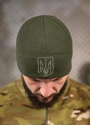 Флісова шапка герб олива