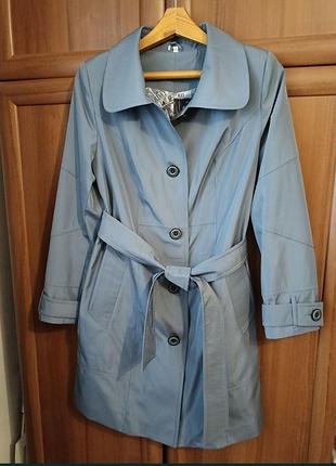 Графитовый плащ тренч женский порошоковых серый 52 размер (xxl)