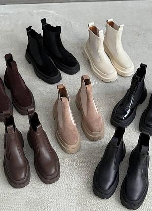 Демисезонные и зимние челси женские натуральная замша /кожа / лак