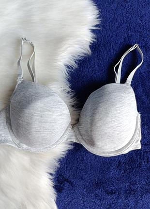 Бюстгальтер уплотненный хлопок базовый классический серый 70с 75в