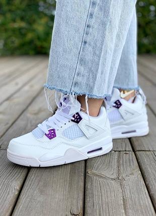 Жіночі кросівки nike air jordan 4 white purple 2