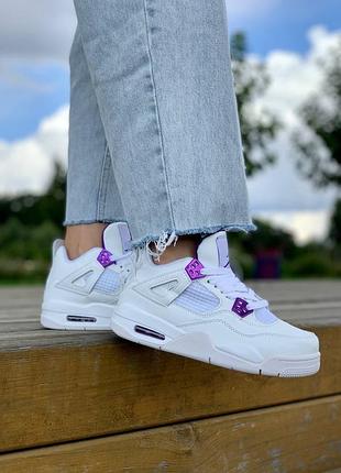 Жіночі кросівки nike air jordan 4 white purple 3