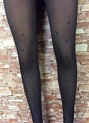 Кролготки на бежевой основе р.48-52 в сердцах\бесмерные утепленные до ступни