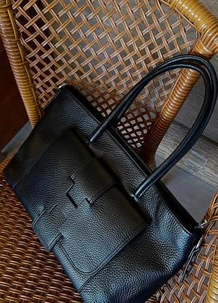 Большая кожаная сумка шопер , шоппер италия формат а4