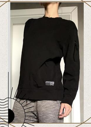 Бавовна світшот чорний кофта трикотаж довгий рукав кишеня лонгслів y2k zara