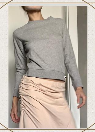 Сіра кофта бавовна довгий рукав світшот база трикотаж лонгслів oldmoney y2k hm
