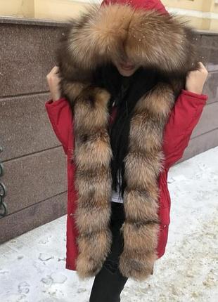 Парка с натуральным мехом чернобурки