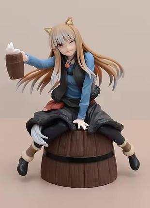 Аніме фігурка spice and wolf, вовчиця та прянощі holo, холо на бочці, 15 см