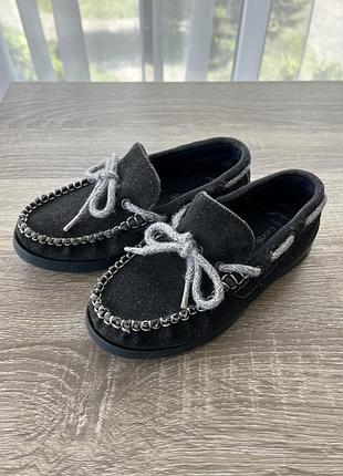 Мокасини george замшеві сині 28 р шнурівки
