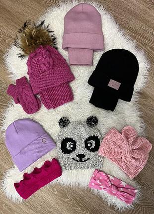 Детская шапка хомут рукавицы набор zara