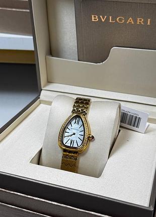 Часы наручные женские змея змейка камнями фианитами золотистые