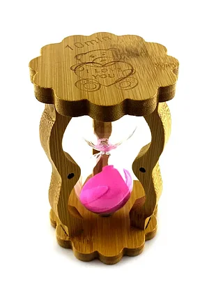 Часы песочные в бамбуке розовый песок (10 мин) (14,5х8,5х5,5 см)