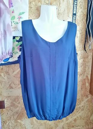 Блузка майка натуральный хлопок вискоза насыщенный синий цвет