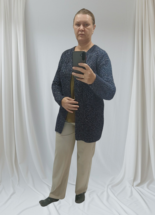 Мод02. кардиган ручная работа темно-синий с люрексом
