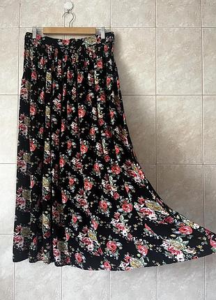 Квіткова максі спідниця з віскози в стилі ретро вінтаж котеджкор vintage stories
