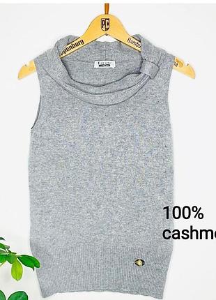 Безрукавка кашемір жилет сірий колір жилетка