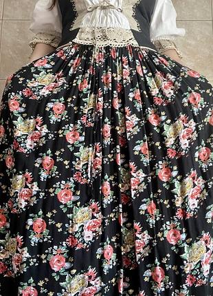 Розкішна довга спідниця в квітковий принт 100% віскоза в стилі ретро вінтаж котеджкор vintage stories