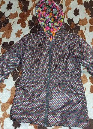 Куртка евро зима на девочку 134-140 см. двухсторонняя