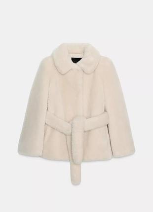 Шубка жіноча бежева з поясом zara new 3