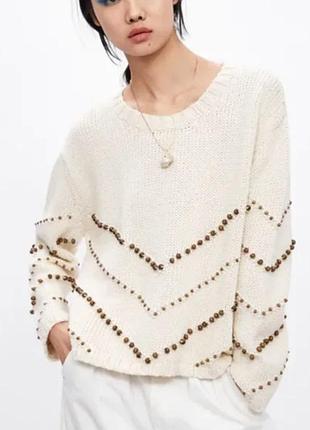 Свитер оверсайз zara беж разм м идеал хлопок
