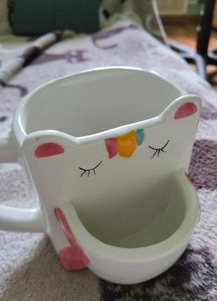 Керамическая чашка единорог с карманом