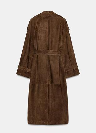 Лімітований замшевий тренч коричневий жіночий zara new 3