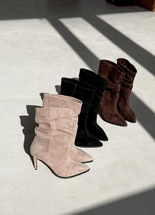 Жіночі замшеві ботильони