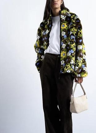 Шуба куртка  принт квіти