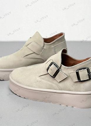 36-41 гг ботинки лоферы натуральная замша на платформе черный, бежевый, капучино