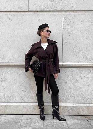 Жіночий стильний замшевий тренч