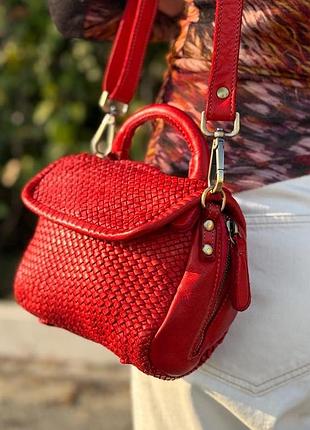 Шкіряна плетена сумка з вареної шкіри