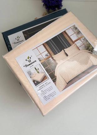 Постіль страйп сатин бавовна євро та двоспальне 5 кольорів