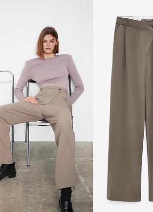 Zara штани брюки палаццо  з асиметричною застібкою хс-с