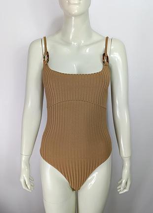 Боди "кофе с молоком" размер xs комбидрес в рубчик топ топик майка