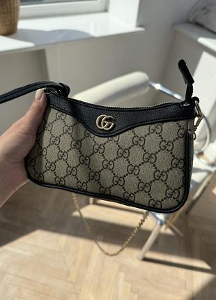 Сумка gucci бежева з чорним