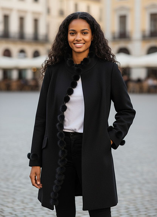 Пальто демисезонное кашемировое с норкой италия