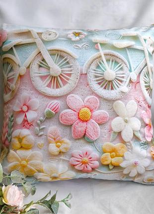 Наволочка 35*35 с велосипедами, цветами, детские наволочки