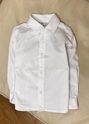 Біла сорочка довгий рукав 1.5-2 роки ріст 92 від name it дов 40.5, шир 31, рукав 34.8