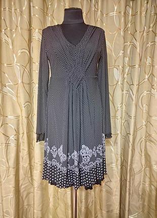 Брендовое вискозное трикотажное шифоновое платье миди