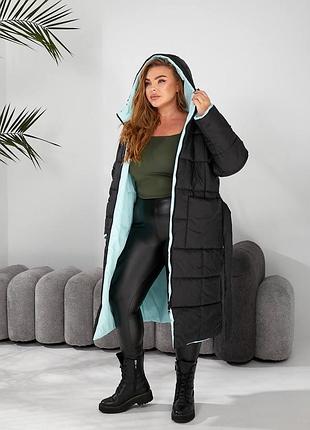 Жіночи двосторонній подовжений пуховик