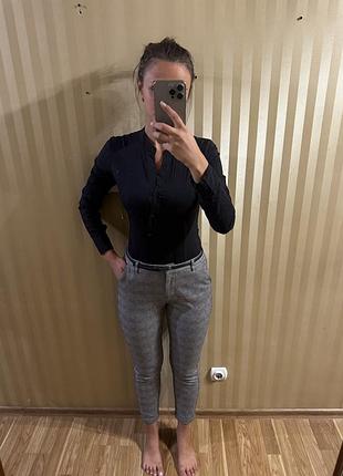 Штани в клітинку чорно-білі розмір м кежуал