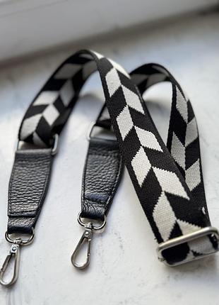 Ремінь на сумку з шкіряними вставками