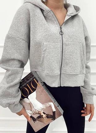 Женский укороченный зип-худи на молнии кофта с замком xs s m l xl