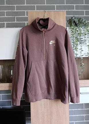 Nike свитшот с воротничком шоколадного цвета, анорак худи оверсайз, толстовка с молнией