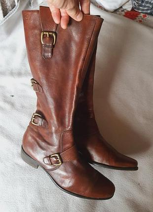 Чоботи шкіряні демісезонні на ступню 25,5-26 см (обхват гомілки 39-40 см)