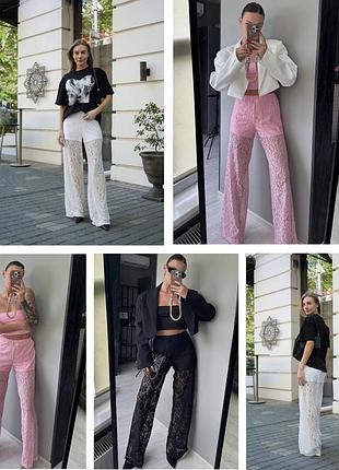 Штани з гіпюру з підкладкою-шортами (чорні, білі, ніжно-рожеві)